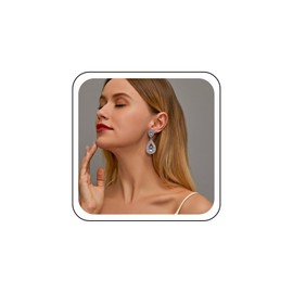 Wendalern Boho Teardrop Crystal Earrings Vintage Rhinestone Drop Dangle Earrings Silver Pave Diamond Earrings Hollow Waterdrop Earrings Jewelry for Women and Girls