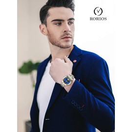 RORIOS Men's Mechanical Watch, Automatic Mechanical Watch, Hand-wind Watch, Business Watch, Luminous Date Display, Leather Band Tourbillon, Multi-Hand, Waterproof, Birthday Gift, For Men, Japanese