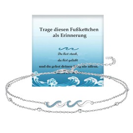 Gkmamrg Fußkettchen für Damen - Fussketten für Frauen - Welle Fußkette 925 silber, Motivationsgeschenke Strand Fußschmuck Geschenke für Frauen (silber)