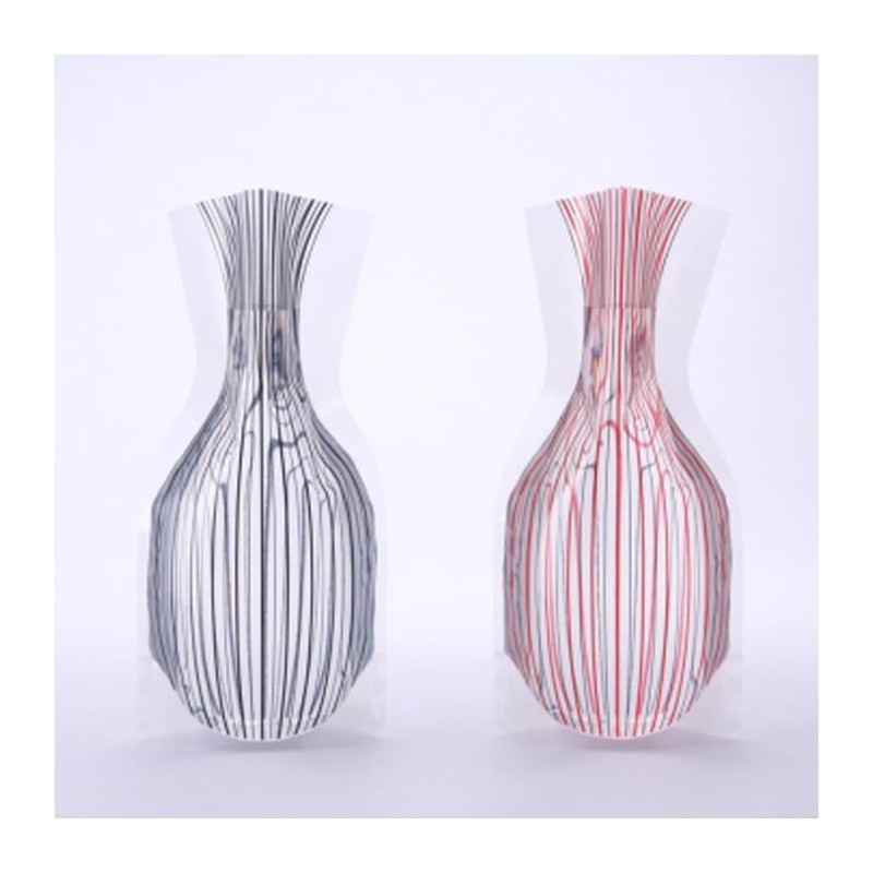 D-BROS公式 FLOWER VASE フラワーベース／ビニール製の花瓶／レギュラーサイズ 他 (ストライプ（レッド＆ブラック）, レギュラーサイズ)