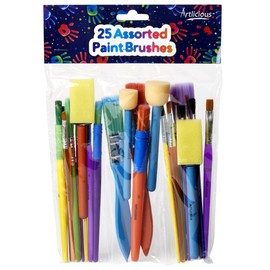 Artlicious Foam Brushes Wood Handle Brush Set - Use with Craft, Watercolor, Oil, Gouache Paints, Face Art, Miniature Detailing and Rock Painting