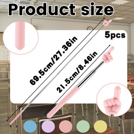 5 Stück Zeigefinger Stab, Ausziehbarer Handzeiger 69CM, Mini Edelstahl Lehrer Teleskopstange, Kann für Klassenzimmerinteraktionen, Vorträge, Konferenztraining, Lesen und Reden