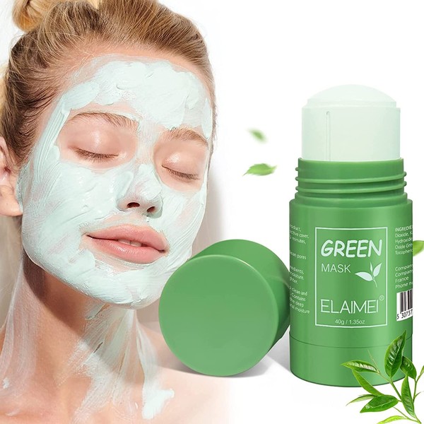 moulis Green Tea Mask, Pack of 2 Green Tea Cleansing Clay Mask, Moisturising Facial Cleansing Mask, Oil Control, Deep Pore Cleansing Green Tea Mask Pen