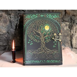 Grimoire Moon Phases Spell Book Of Shadows Journal, Witchcraft Supplies, Leather Bound Journal, Vintage Journal, Charmed Book Of Shadows, Vintage Notebook, Diary, Book Journal 7x5 In 200 Pages