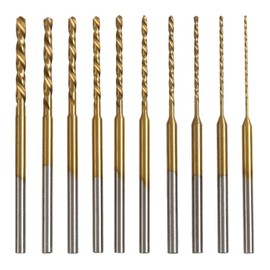 Kimlonton Titanium Coated Mini Router/Router/Hobby Router Small Diameter Drill Mini Twist Drill Bit 0.6, 0.8, 1.0, 1.2, 1.3, 1.5, 1.6, 1.8, 2.0, 2.2mm Micro Drill, Standard Collet Shaft Diameter 0.09 inch (2.35 mm), Long Life, For Precision Drilling