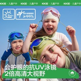 KK Wood Kids Large Frame Goggles - Waterproof, Anti-fog, UV Protection, High-Definition for Boys & Girls Edo Blue 10ea