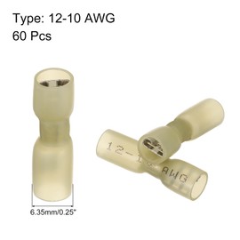 sourcing map 60PCS Female Spade Connector, 12-10 AWG Quick Disconnect Wire Connector Crimp Terminal Waterproof Insulated for Automotive Marine, Yellow