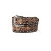 ARIAT Men's Hand-Tooled Floral Pattern Leather Belt w/Antique Silver Buckle,