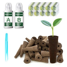 Bironzoco Hydroponic Grow Sponges Seed Starter Pod Kit Fit for AeroGarden and Others, Included 50 Grow Sponges, 50 Pod Labels, A & B Plant Food, 1 Tweezer