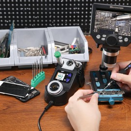 WEP 982-V Micro Soldering kit with 5 C210 Soldering Iron Tips, Temperature Control, Sleep Mode, Auto Shutdown and LCD Display