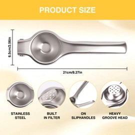 LOGJAM 3 Pcs Lemon Squeezer, Stainless Steel Lime Squeezer Juicer and Manual Mini Screw Top Juicer with Built-In Filter for Drinks