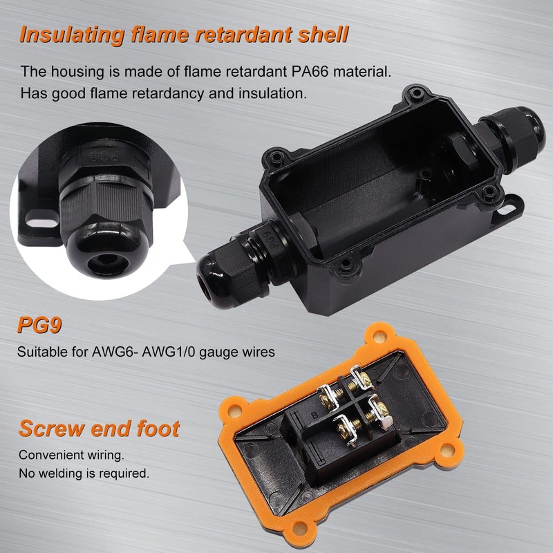 Guuzi IP67 Waterproof Inline Cord Switch DPST AC 20A-125V, 16A-250V,