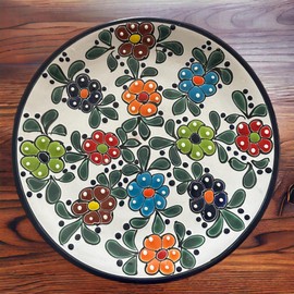 Mix and Match 11 1/2-Inch Talavera Plates - Hand-Painted Mexican Pottery - Choose Your Unique Designs (Flowers)