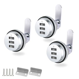 3 Pack Combination Cabinet Lock, Password Coded Cabinet Lock,Combination cam Locks with- Suitable for 1-1/8'' Cabinet Deposit Box Mailbox (Silver, 3pcs for 0.3-0.9 inch)