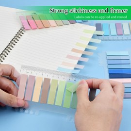 1600 Pestañas Adhesivas Indexadoras, 80 Colores, Marcadores de Página Transparentes para Libros, Cuadernos, Archivado, con Regla Integrada, Material Pet Impermeable, para Estudio