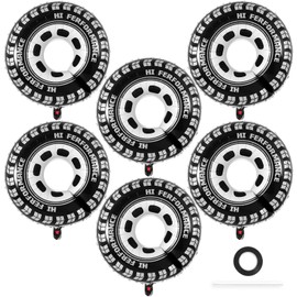 6 Pcs Large Wheel Balloons,30 Inch Race Car Wheel Balloons Race Car Party Decorations Car Foil Balloons for Birthday Party Race Car Theme Party Supplies