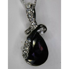 Unbranded Dark Purple Teardrop Crystal & Rhinestone Necklace- February birthstone color