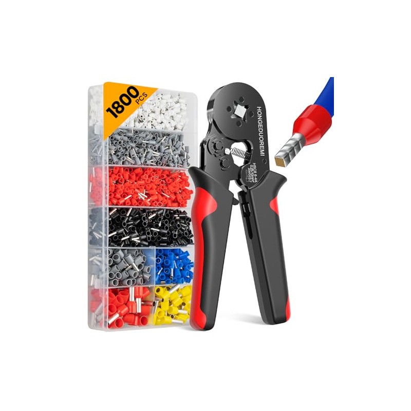 Ferrule Crimping Tool Kit,Wire Ferrule Kit Crimper Connectors，4 corners Self-adjustable