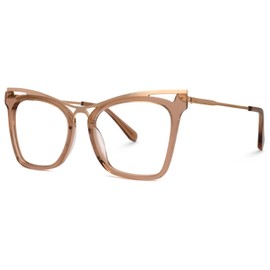 Zeelool Chic Oversized Cat Eye Blue Light Blocking Glasses Metal Eyewear for Women Kaedra ZJGX520498-02 Champagne