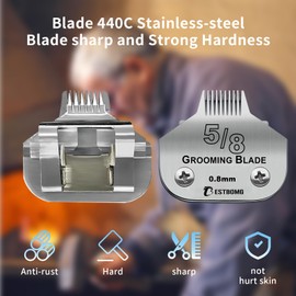 Dog Grooming Replacement Blade Compatible with Andis/Wahl/Oster Dog Clippers (5/8N Toe Blade)