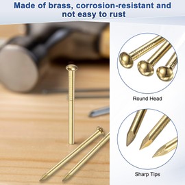 M METERXITY 100-Pack Small Tiny Nails, 2.8mm x 15mm Brass Precision MIni Nails Hardware Round Head for Wooden/DIY Crafts Decorative/Household Accessories/Picture Hanging