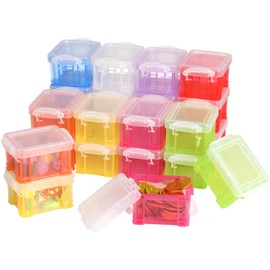 YOFAPA 24 Pcs Mini Plastic Storage Bins, Small Storage Containers with Lids, Stackable Latch Storage Boxes, Colorful Organizer Containers for Crafts, Jewelry, Beads, 8 Colors, 3×2.4×2"