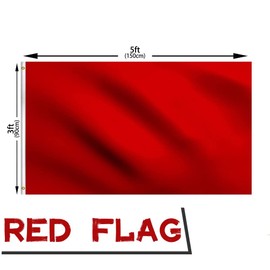 2 Pack Red Flag 5 x 3 Ft Double Stitched Vivid Color Plain Red Polyester Decoration for Garden Room Game Sport Events Festival Party 90 X 150cm with Brass Grommets