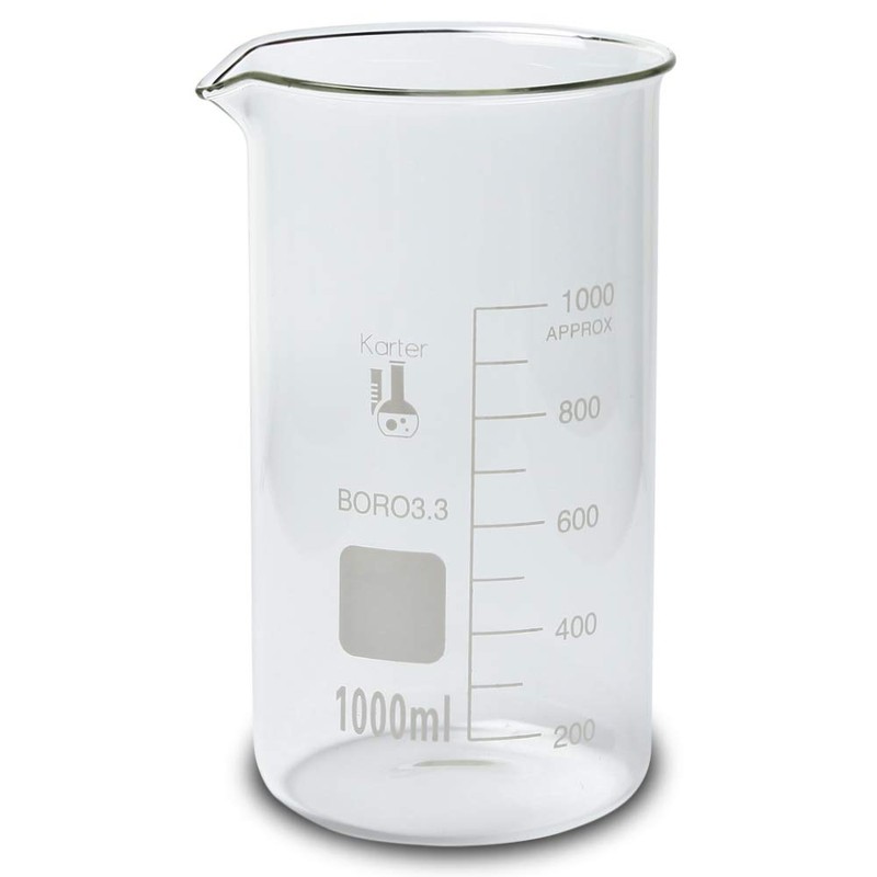Glass Tall Form Beaker Set, 5 Sizes - 50, 100,