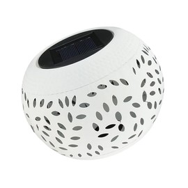 SUPVOX Solar Garden Lights Outdoor Decorative Iron Crafted White Ceramic Solar Lantern Yard Patio Adornment