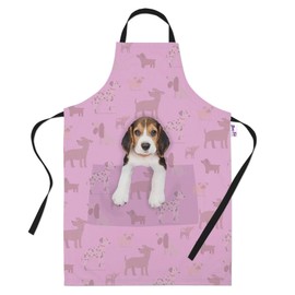 Beagle Gifts for Dog Lovers Owners - Cooking Baking Aprons - Kitchen Apron Gift for Women Men Bakers and Cooks Pink