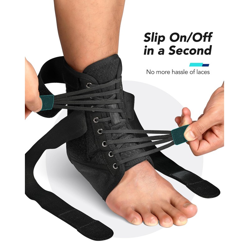 Fitomo Quick Lacing Ankle Brace for Men and Women, with