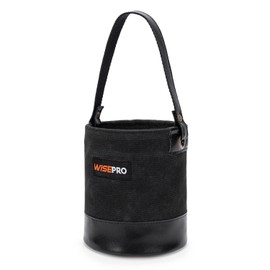 WISEPRO Canvas Mini Tool Bucket, 6 Inch Mini Tool Bag with Leather Reinforced,Organizers Bucket for Jobsite Carrying Nails,Bolts and Heavy Small Supplies