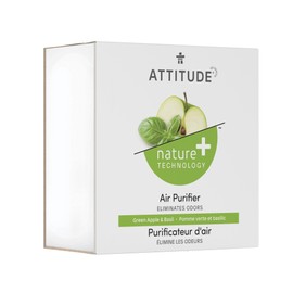ATTITUDE Odor Eliminator with Activated Carbon, Plant-Based Air Purifier, Vegan, Green Apple and Basil, 8 Ounces