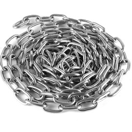 Heavy Duty Stainless Steel Rust Resistant Chain for Gate Security Extra Strong Galvanised Long Links Welded Metal Shiny Chrome Plated and Polished for DIY Fence Bike Out Door Swing (6mm, 1.5 Metre)