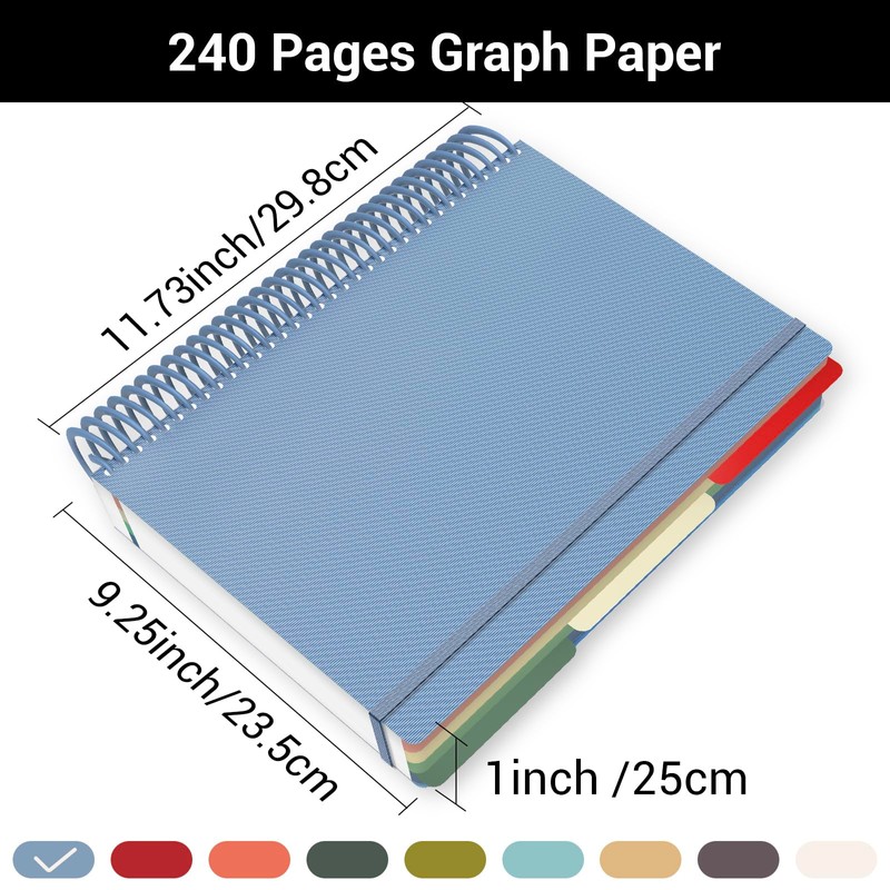 Yarotm Squared Notebook A4 - Spiral Notebook 23.5x 29.8cm -