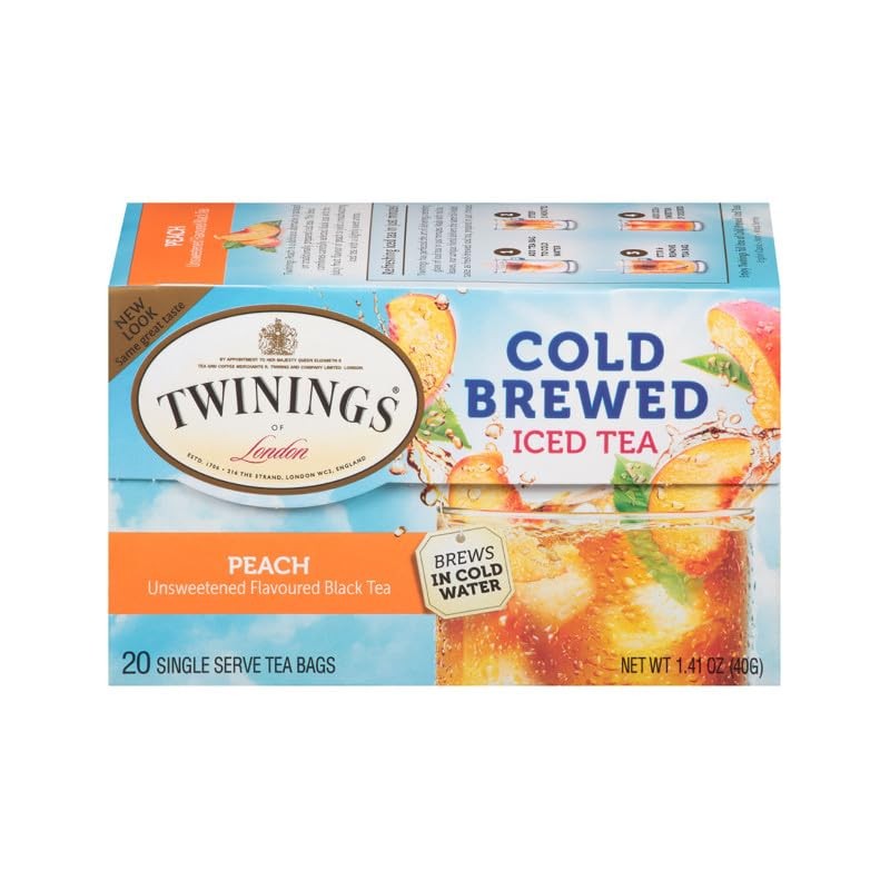 Twinings Peach Cold Brewed Iced Tea, 20 Count Box (Pack