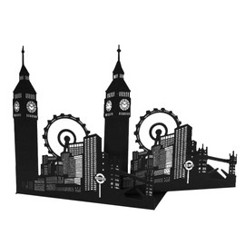 Art Bookends European American Architect Clipbooks School Office Gift Non Slip Black 1 Pair (London Ferris Wheel)