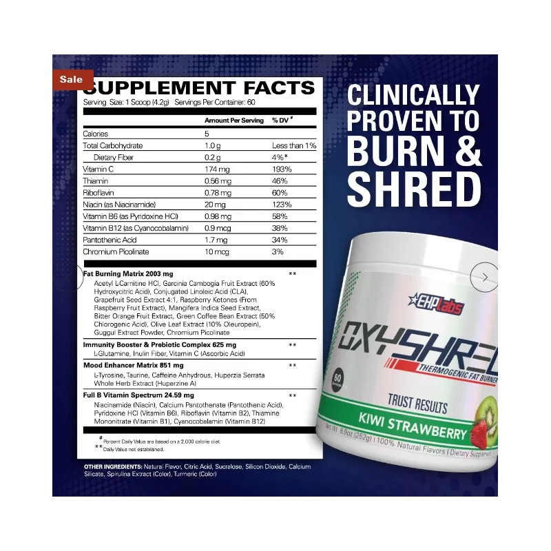 Ehp Labs Oxyshred Quemador De Grasa Termogénico 270g Sabor Kiwi