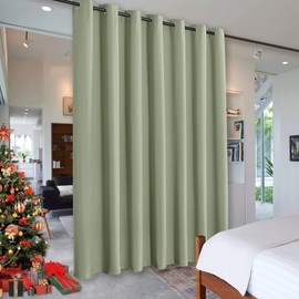 RYB HOME Privacy Curtain for Sliding Glass Door, Light Block Noise Reduce Insulated Curtain Screen Ceiling to Floor for Locker Room Basement Bedroom Closet, 100 inch Wide x 84 inch Long, Sage Green