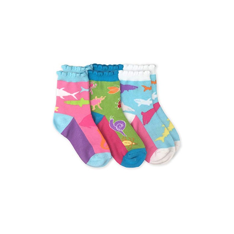 Jefferies Socks Girls' Sharks Novelty Pattern Crew Socks 3 Pack,