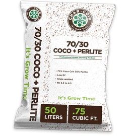 Char Coir 70/30 Coco + Perlite, Loose Fill Blend, 100% RHP Certified Coco Coir, Buffered, pH Stable, Low EC, Triple Washed, Hydroponics, Flowers, Vegetables and More, 50 Liters, 1.75 Cu Ft
