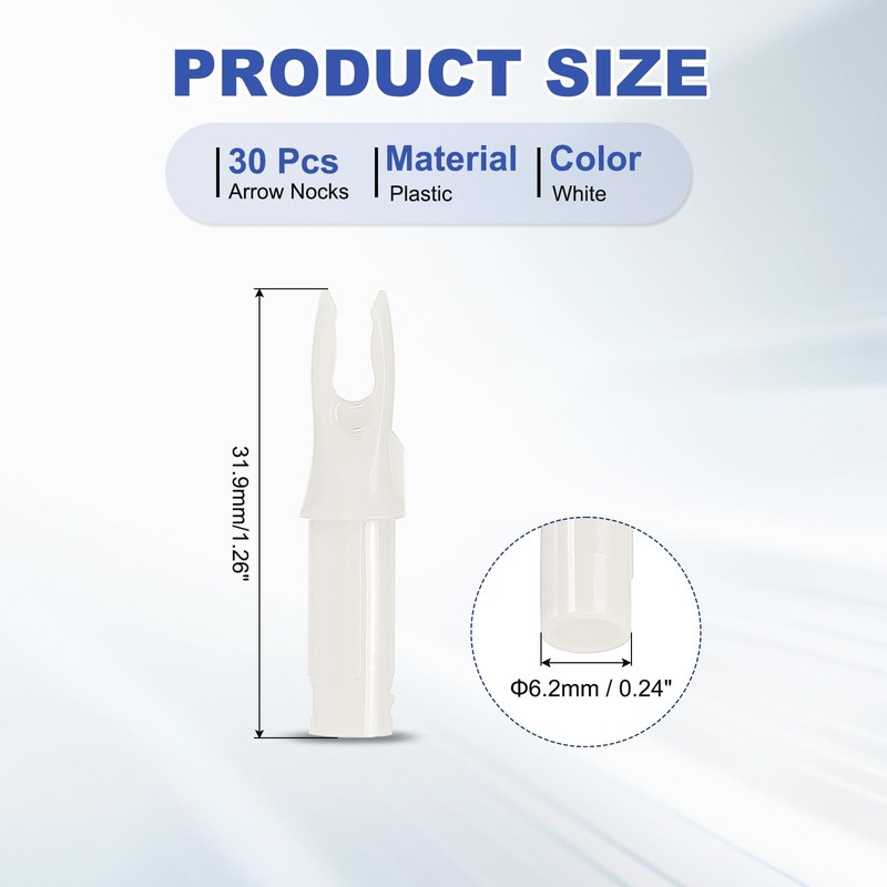 PATIKIL Archery Arrows Nocks 6.2mm, 30 Pack Plastic Insert Arrow