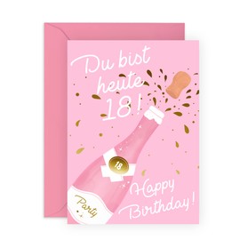 Central 23 18th Birthday Card for Her - You Are Today 18 - Cute Greeting Card for Women Girls - Champagne Theme - Gifts for 18th Birthday Woman - with Sticker