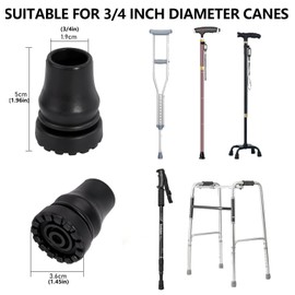 4PCS Rubber Cane Tips 3/4 Inch Heavy Duty Walking Cane Tips, Anti Slip Replace Rubber Tips for Canes, Walking Sticks Tips,Hiking Stick Tips, Seniors Crutches Tips, Black