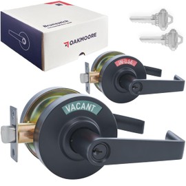 OAKMOORE Keyed Entry Commercial Door Handle | Heavy Duty Commercial Door Locks with Indicator | Restaurant, Store, Hospital, Warehouse | Locking Occupied Door Lever Lock with Ke (Black)