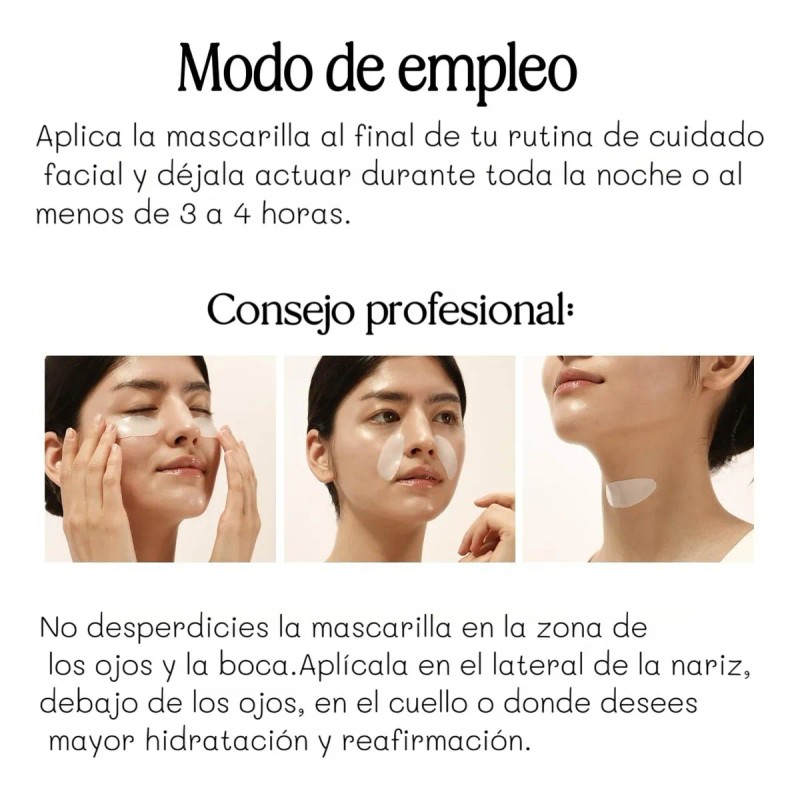 Pack 4 pzs mascarillas bio colágeno acido hialurónico todo tipo