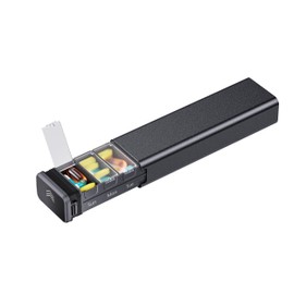 Kursoaya Daily Pill Box for 7 Days, High-Quality Aluminium, Pill Box for Vitamins, Medicines, Dietary Supplements (Black)