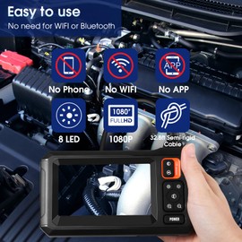 Endoscope Camera with Light, 4.3" Inspection Camera, 1920P HD Borescope Camera with 8 LED Lights, IP67 Waterproof Snake Sewer Camera, 32.8FT Semi-Rigid Cord Drain Pipe Camera Cool Gadgets Tool