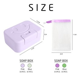 PFLYPF Soap Dish 2 Pack with 2 Soap Bags, Travel Soap Dish with Lid, Portable Soap Dish for Camping, Home, Bathroom (Purple, Green)