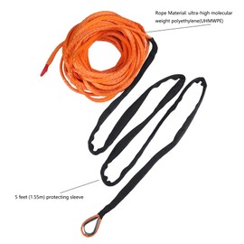 Ucreative 1/4 Inch x 50 Feet Synthetic Winch Rope 10,000LBs Line Cable with Hook and Stopper for ATV UTV (Orange)